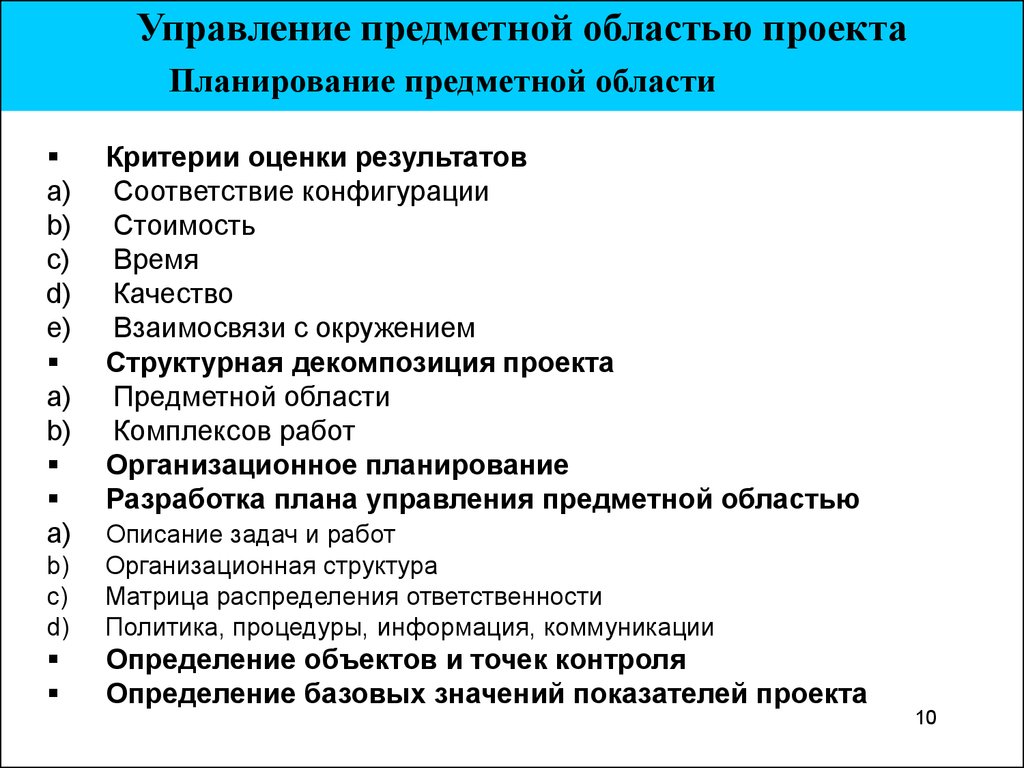 Что такое предметная область проекта