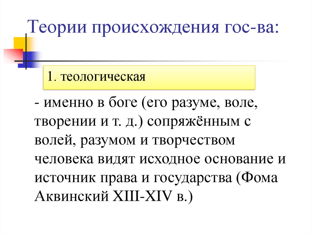 Теории происхождения гос-ва: