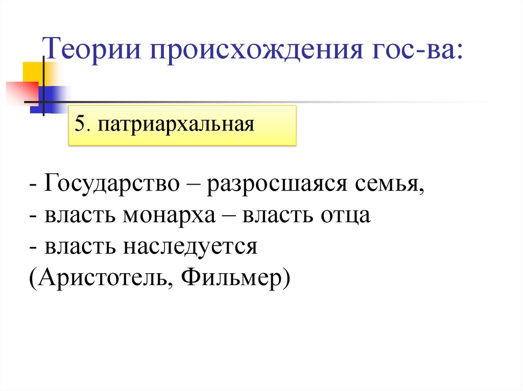 Теории происхождения гос-ва: