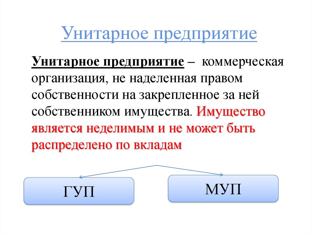 Унитарное предприятие э. Унитарное предприятие э
