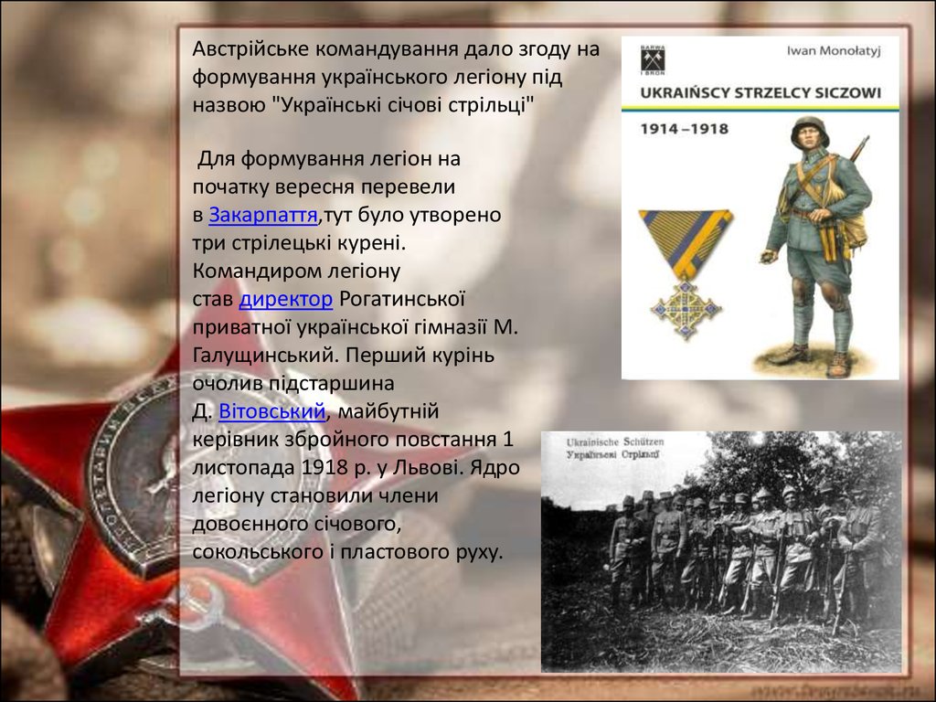 Контрольная работа по теме Українські Січові Стрільці в Першій світовій війні
