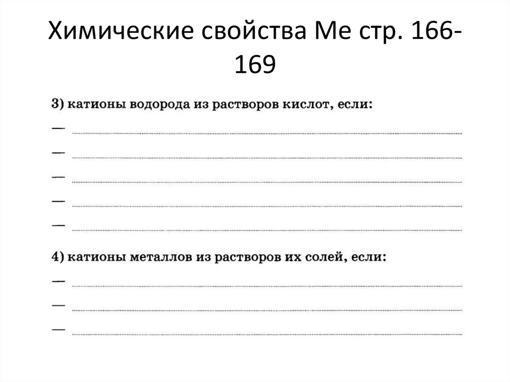 Химические свойства Ме стр. 166-169