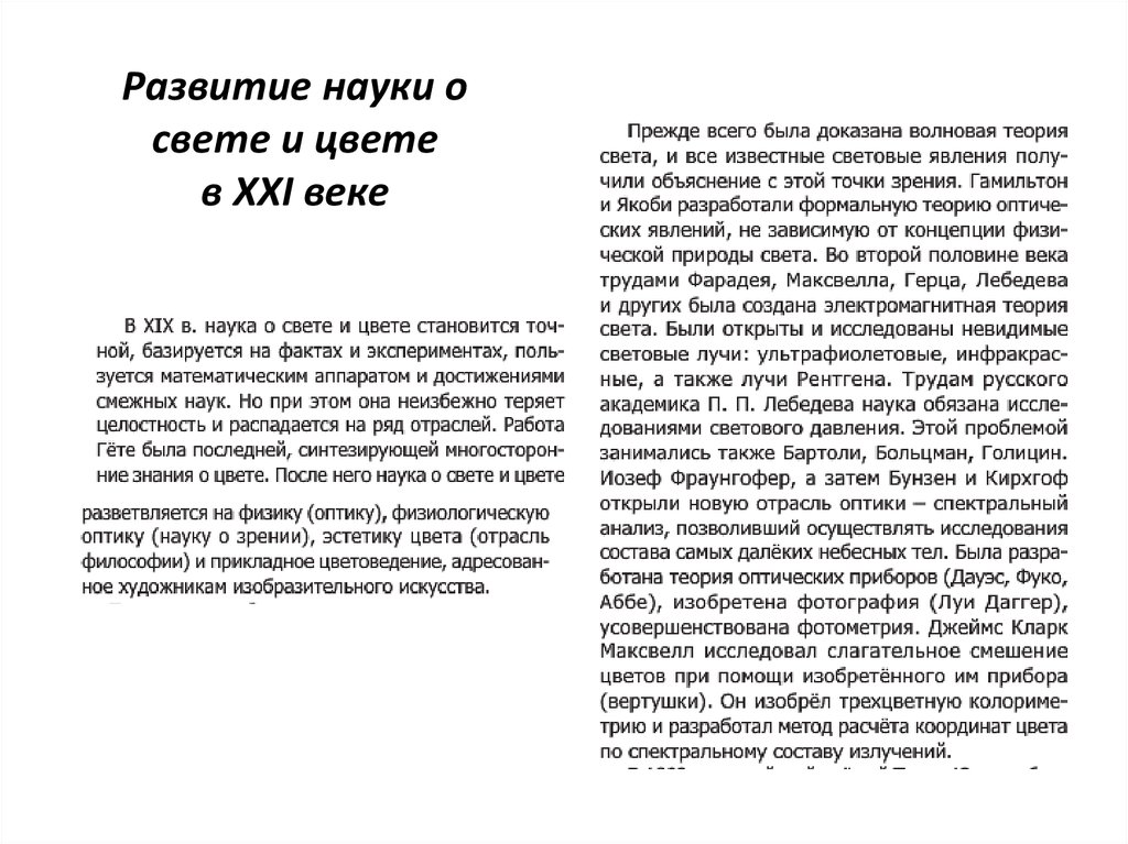 Развитие науки о свете и цвете в XXI веке