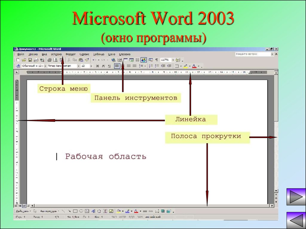 Программа ms word. Интерфейс окна MS Word 2003. Интерфейс окна основные элементы MS Word 2003. Окно программы Word. Окно программы MS Word.