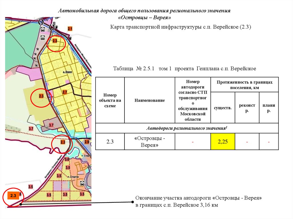 Карта дорог регионального значения