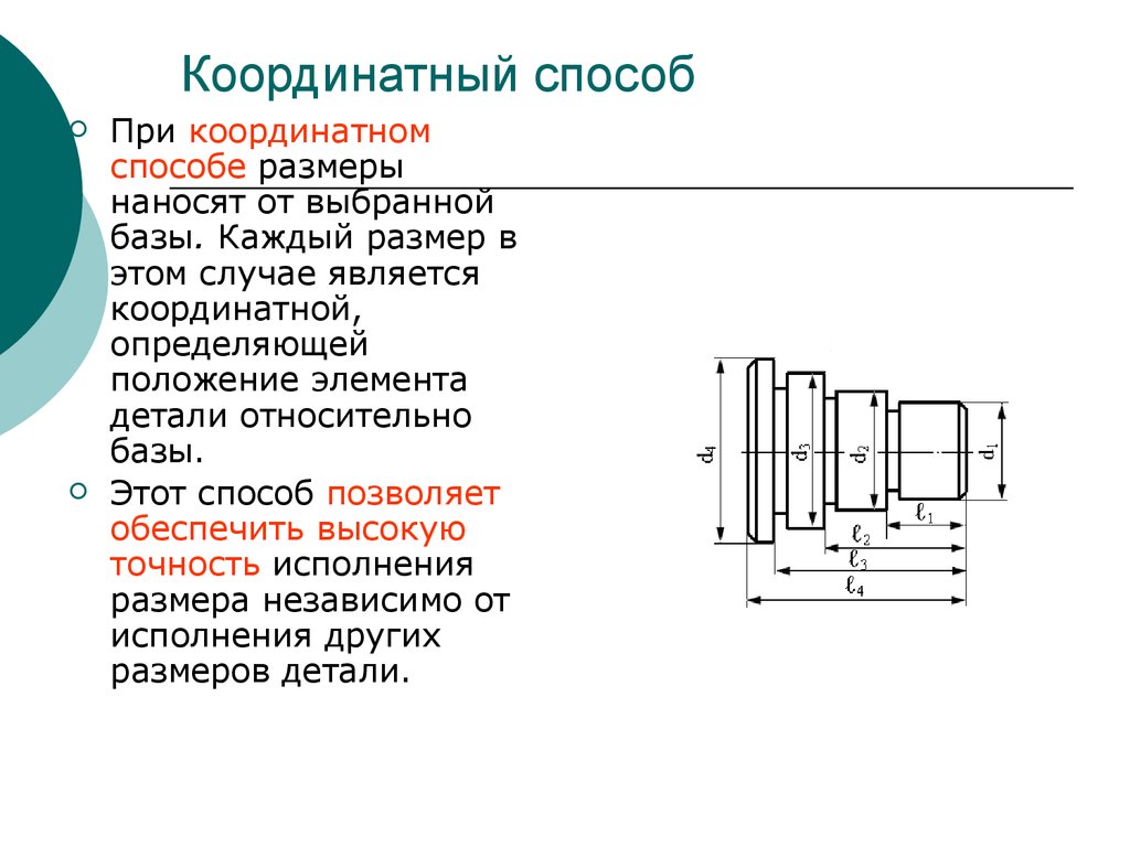 Каждый размер. Координатный метод нанесения размеров. Координатный способ нанесения размеров элементов деталей. Нанесение размеров координатным способом от базы. Координатный метод простановки размеров.