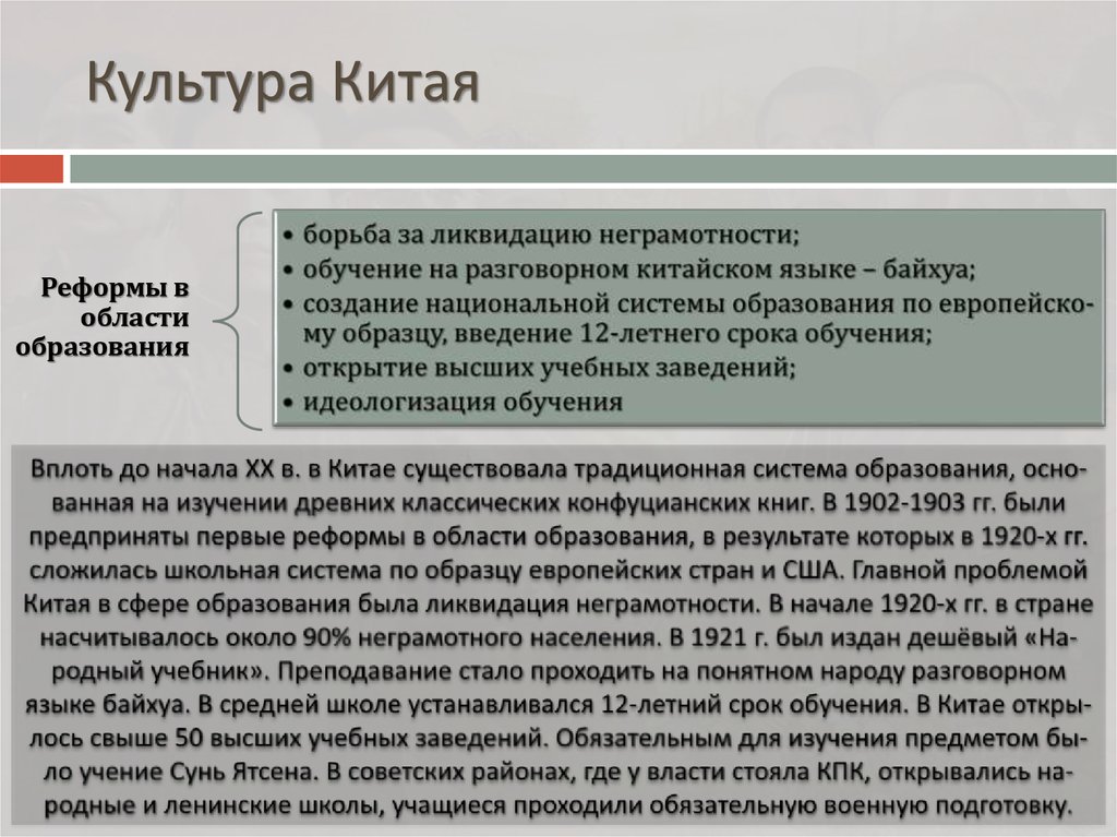 Развитие китая 20. Культурное развитие Китая. Культурная сфера Китая. Проблемы развития КНР. Культурное развитие Китая на современном этапе.