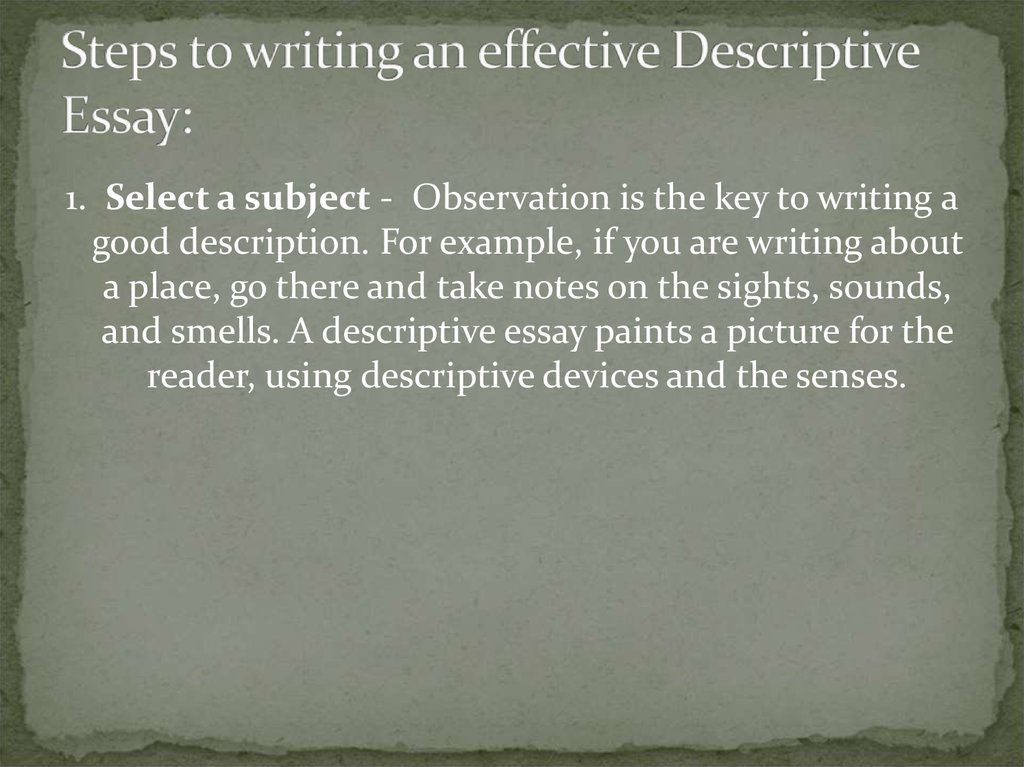 what is a descriptive essay example