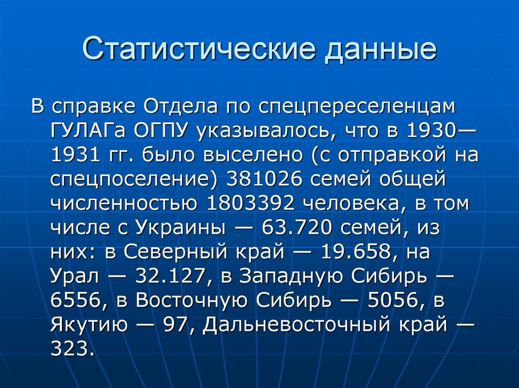 Статистические данные