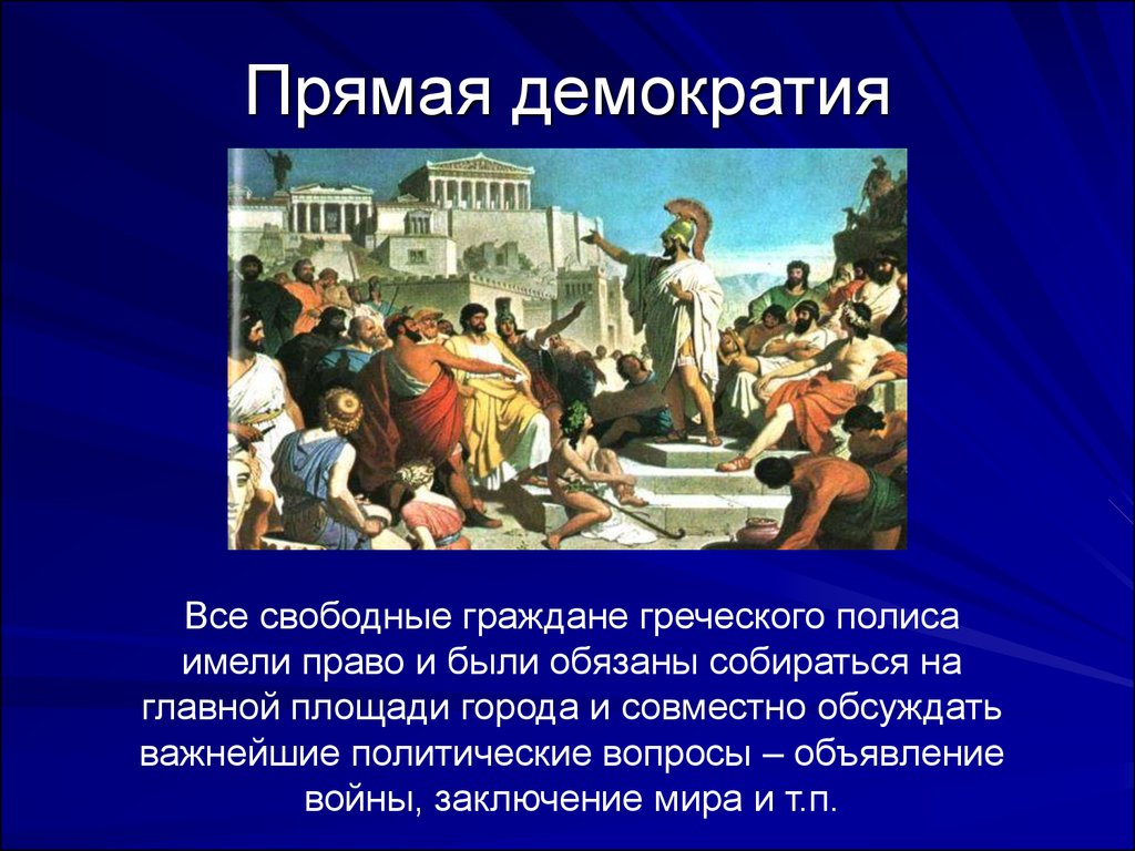 Граждане демократических государств. Прямая демократия. Прямая демократия греческих полисов. Демократия исторический термин. Демократия презентация.