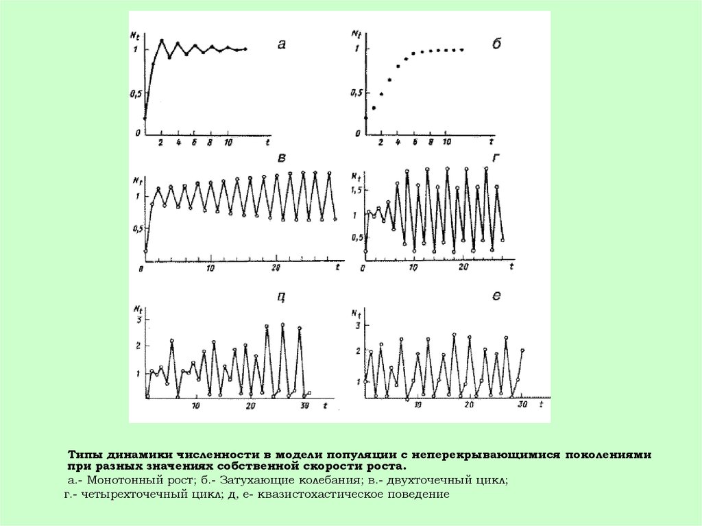 Типы динамики. Дискретные модели популяционной динамики. Типы динамики численности. Модель динамики популяции хаоса. Дискретная модель динамики популяции.