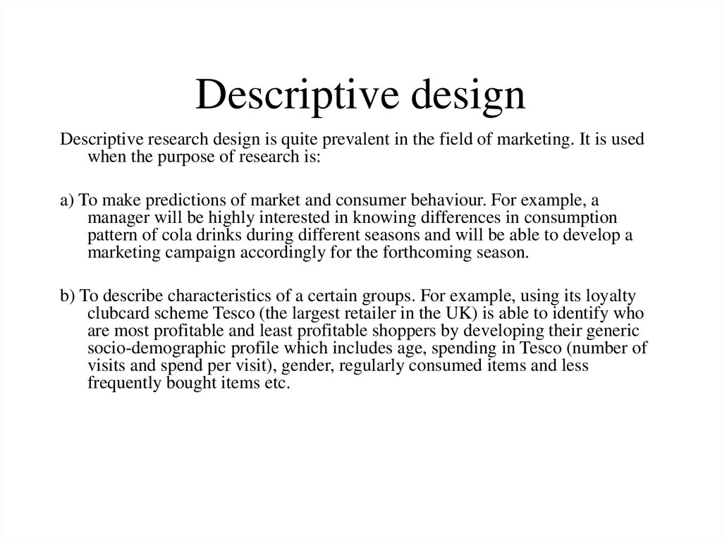 univariate descriptive research design example