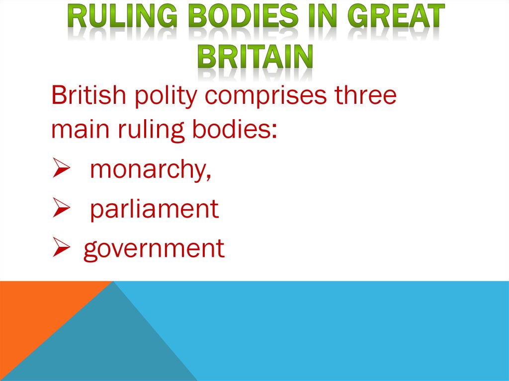 ruling bodies IN GREAT BRITAIN