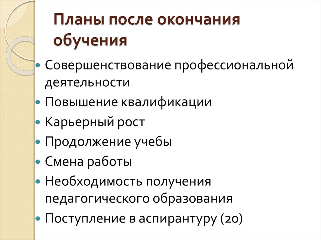 После окончания обучения