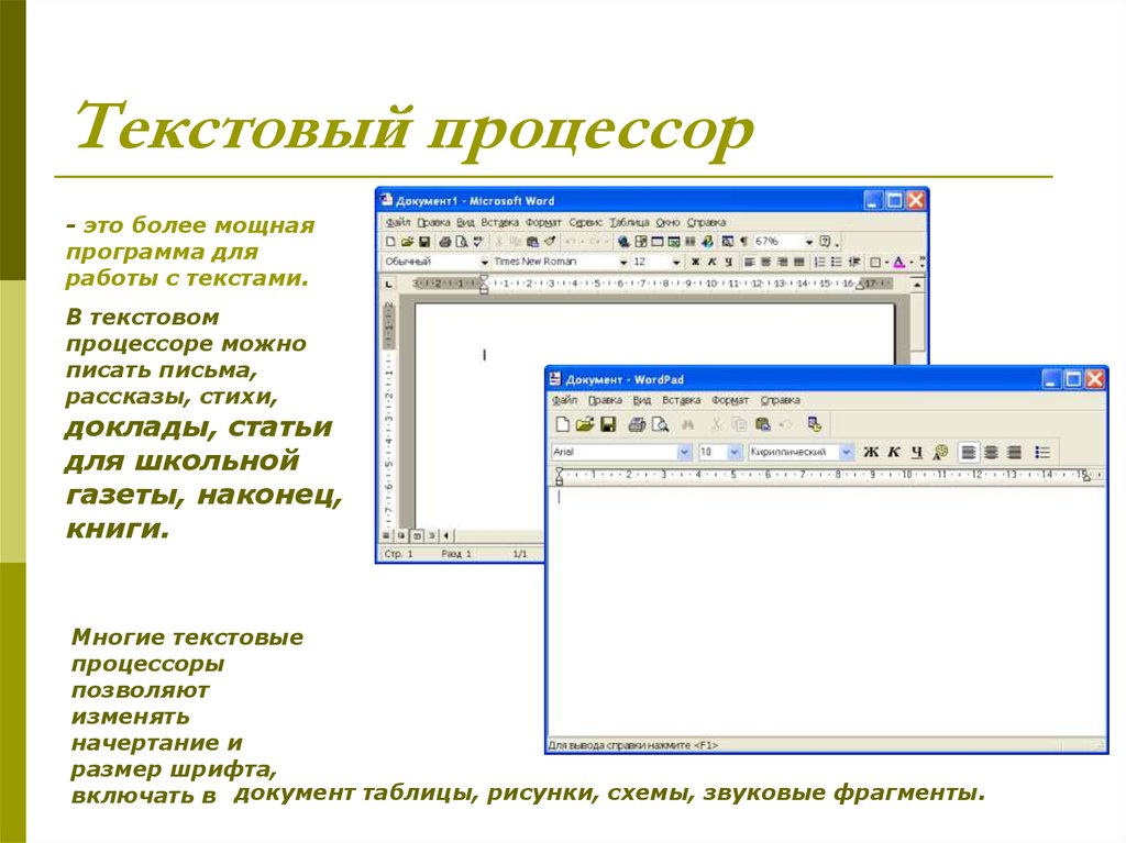 Проект текстовый процессор word