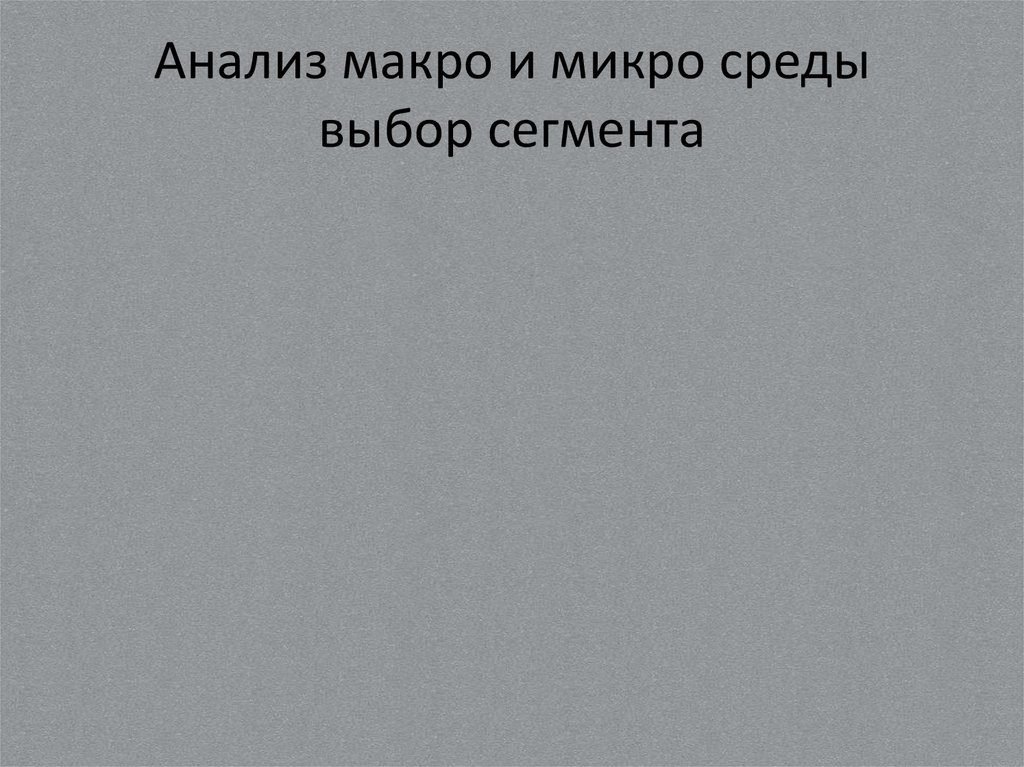 Анализ макро и микро среды выбор сегмента