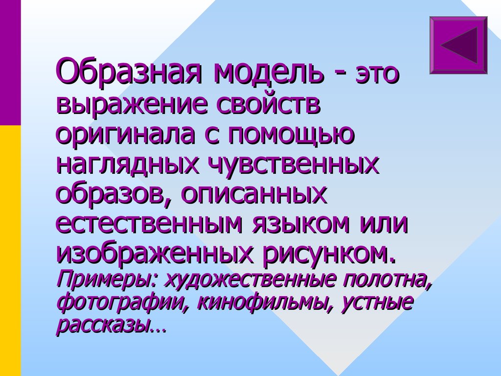 Свойство чувственного образа. Образные модели. Образные модели примеры. Образное моделирование. Образных моделей.