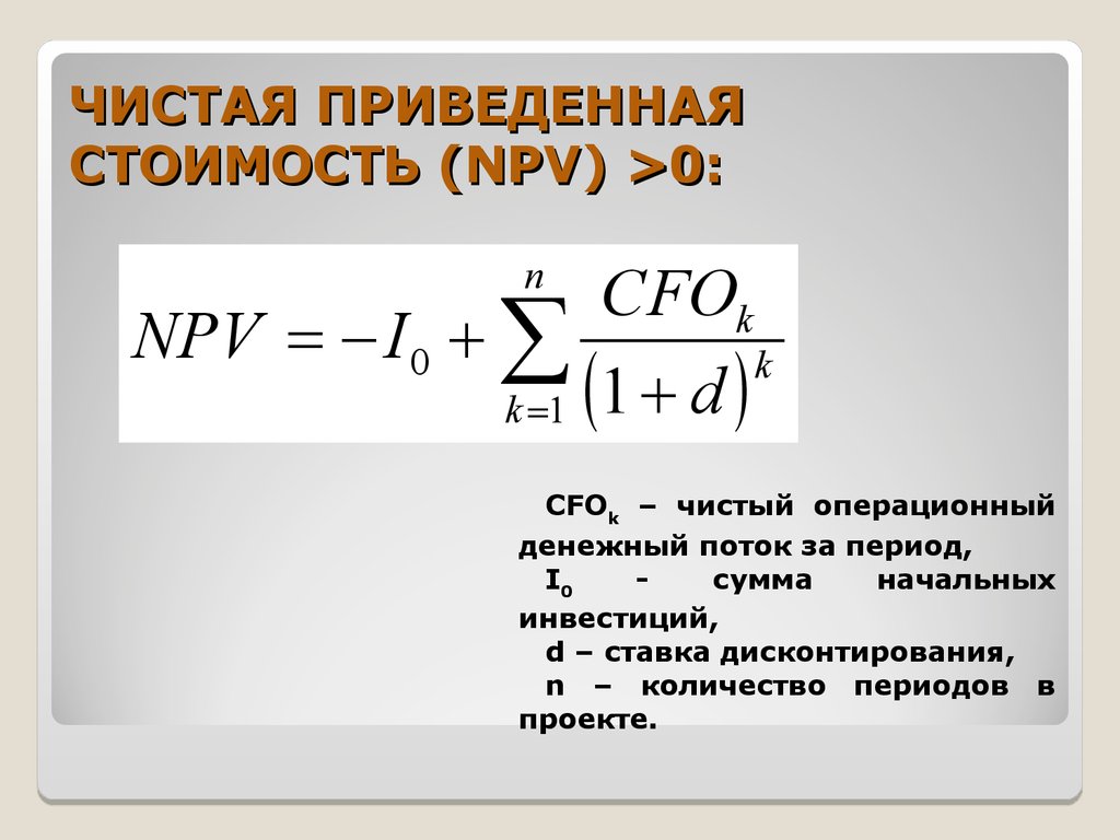 Чистая приведенная стоимость проекта показывает