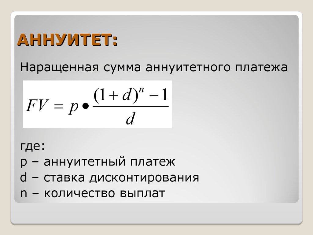 Аннуитетная схема погашения кредита формула