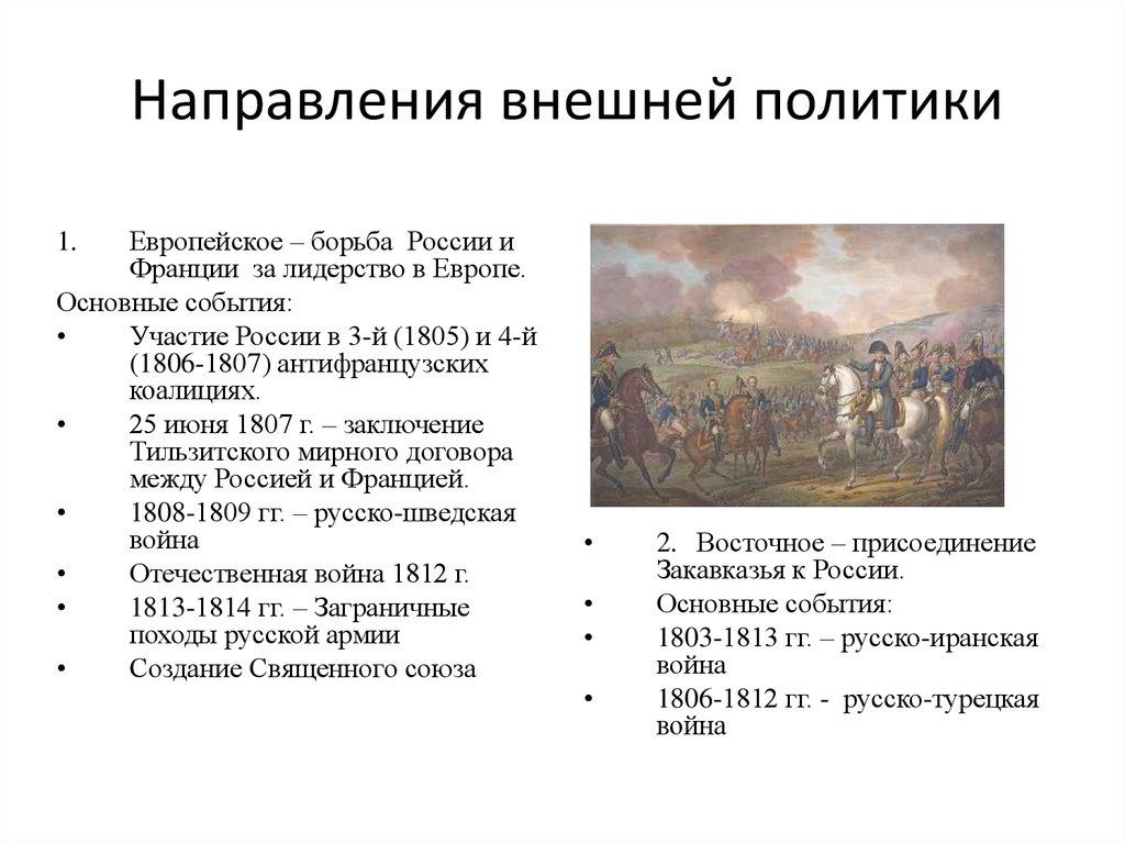 Основные направления внешней политики история 8 класс