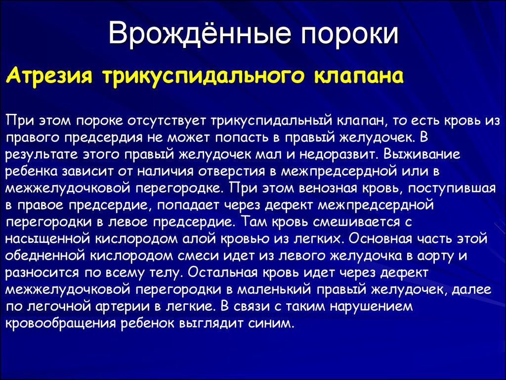 Атрезия трехстворчатого клапана презентация