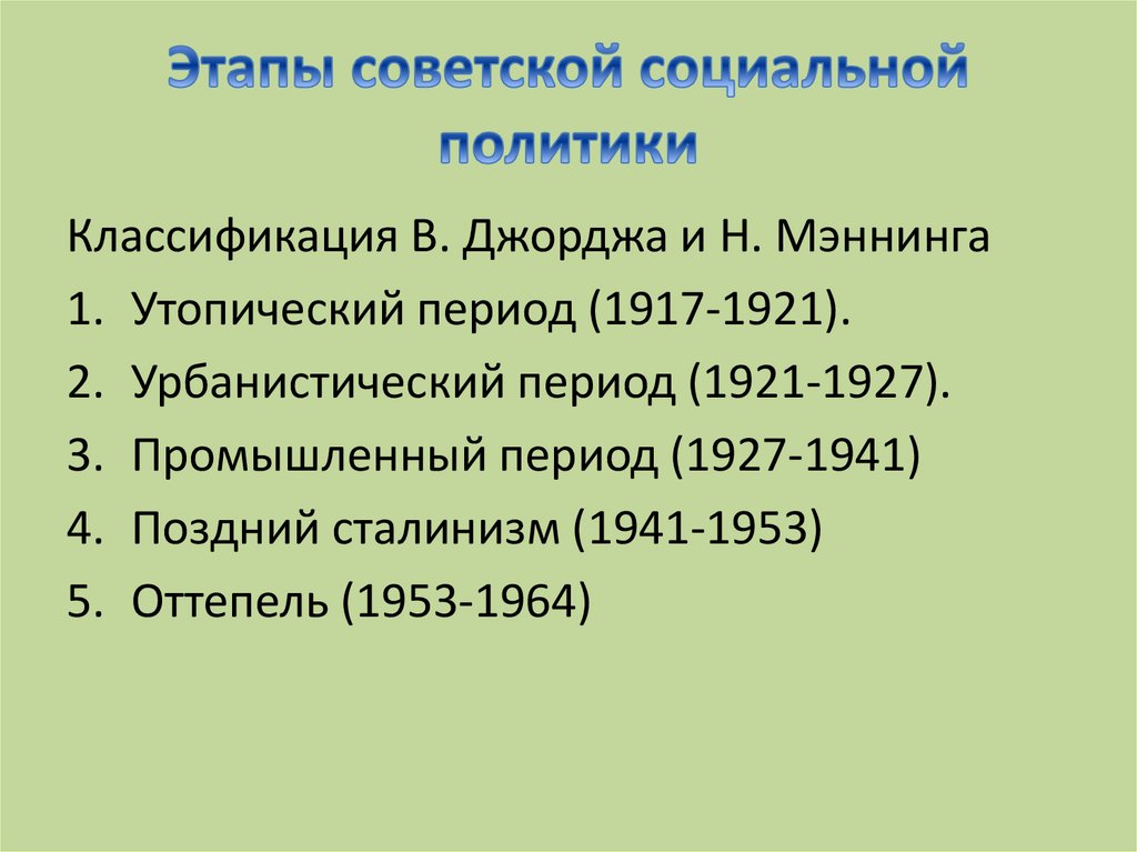 Этапы советского периода.