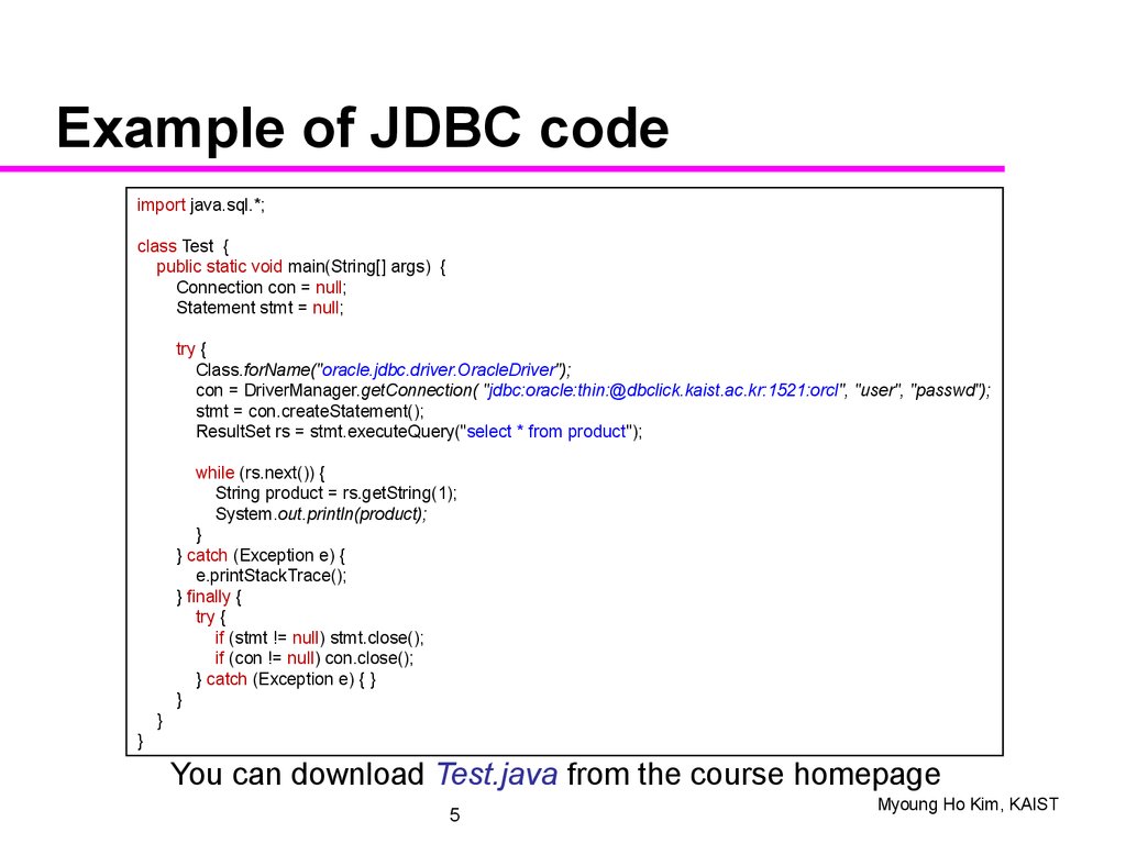 Jdbc Introduction Example Main Classes Methods Driver Installation Prezentaciya Onlajn