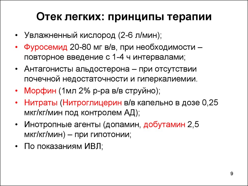 Оказание помощи при отеке легких