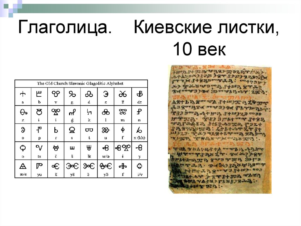Глаголица. Киевские листки, 10 век