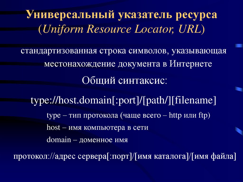 Универсальный указатель ресурса (Uniform Resource Locator, URL)