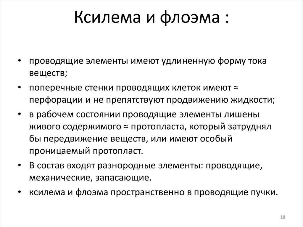 Проводящее состояние. Протопласт в флоэме.