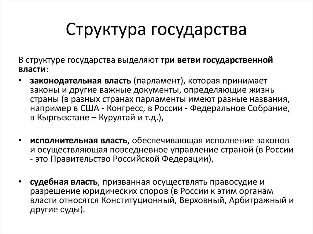 Структура страны