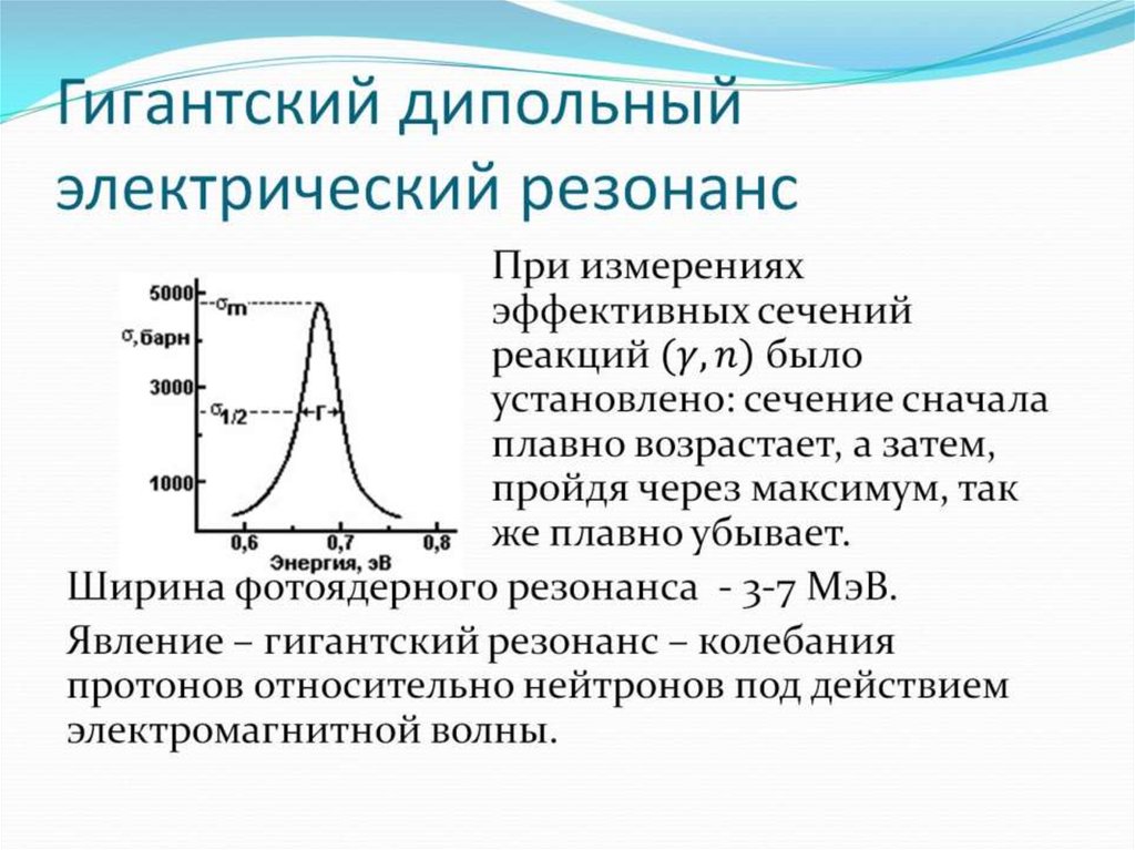 Электрический резонанс. Гигантский дипольный резонанс. Гигантский резонанс это. Фотоядерная реакция.