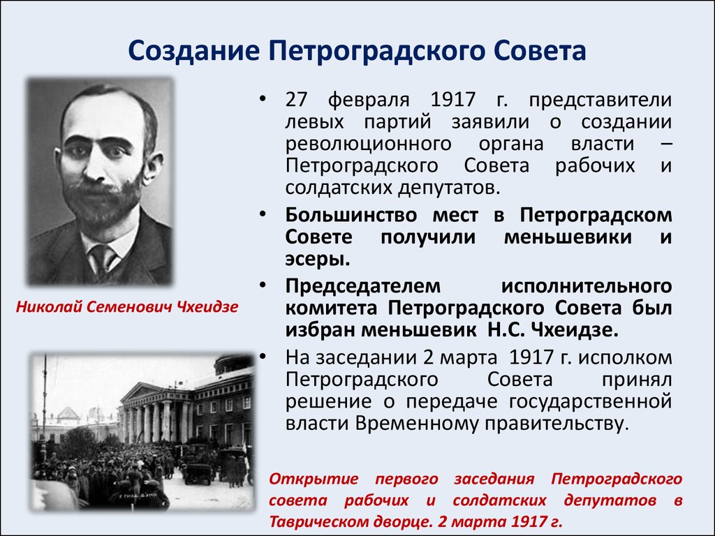 Создание Петроградского Совета
