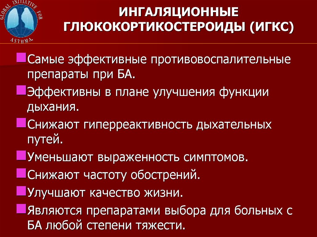 Осложнение при ингаляционном применении глюкокортикоидов