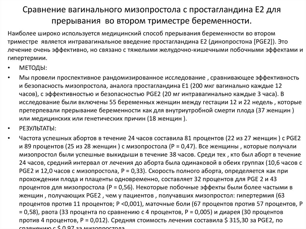 Как принимать мизопростол для прерывания беременности схема