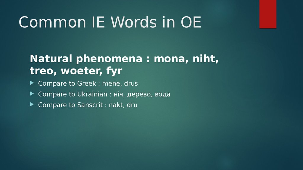 Common IE Words in OE