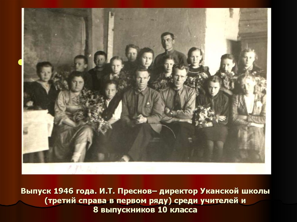 Школа 1946 год. Уканская СОШ. Выпускной 1946 года. Уканская школа Ярский район.
