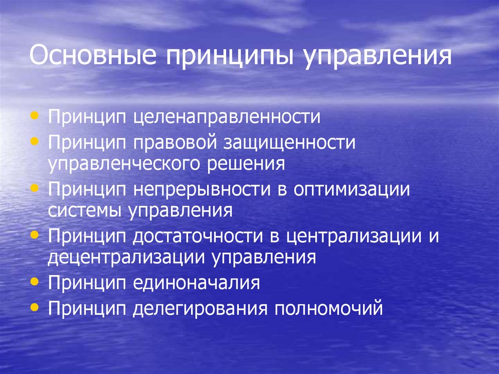 Основные принципы управления