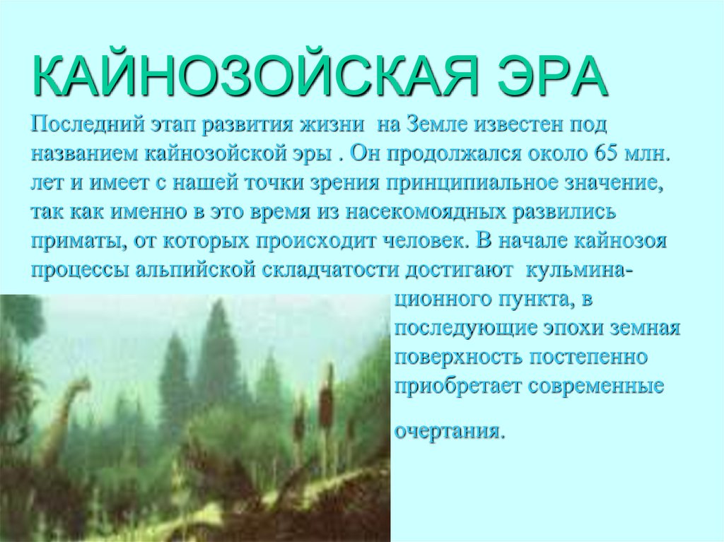 Презентация на тему эры развития жизни на земле по биологии