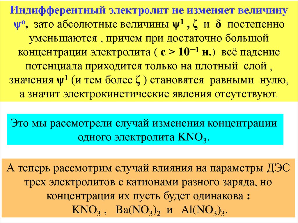 Определение электролита. Влияние неиндифферентных электролитов на ДЭС. Индифферентный электролит. Влияние индифферентных и неиндифферентных электролитов. Влияние индифферентных электролитов.