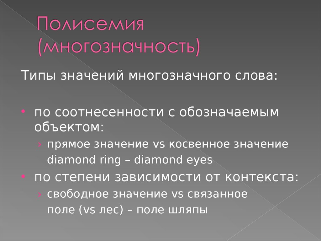 Значение слова наличии. Многозначность (полисемия). Что такое лексическая полисемия (многозначность)?. Типы полисемии. Полисемия лексическое значение.