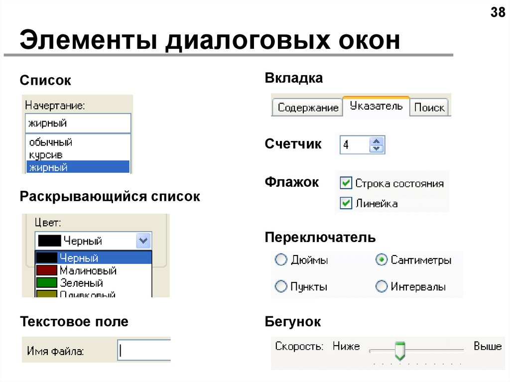 Окно вкладок. Диалоговое окно в ОС Windows. Назовите элементы диалоговых окон. Элементы управления диалоговых окон Windows. Название элементов диалогового окна.