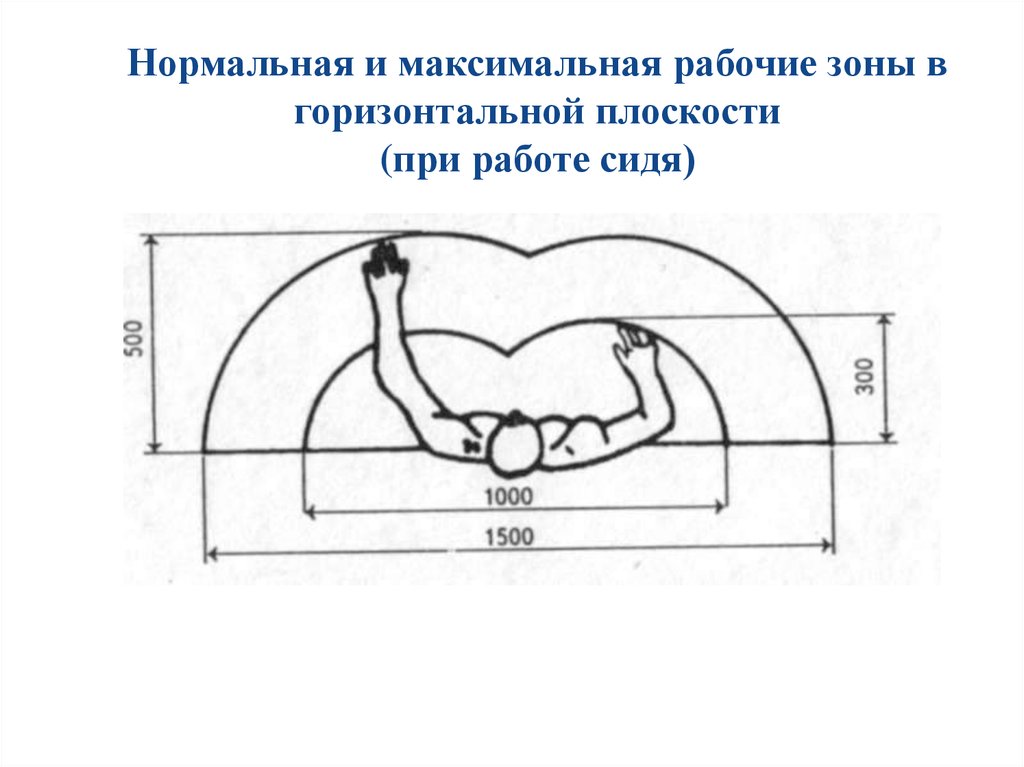 Нормальная зона. Нормальная и максимальная рабочие зоны в горизонтальной плоскости. Рабочие зоны горизонтальной плоскости. Зоны досягаемости рук в горизонтальной плоскости. Нормальная рабочая зона в горизонтальной плоскости.