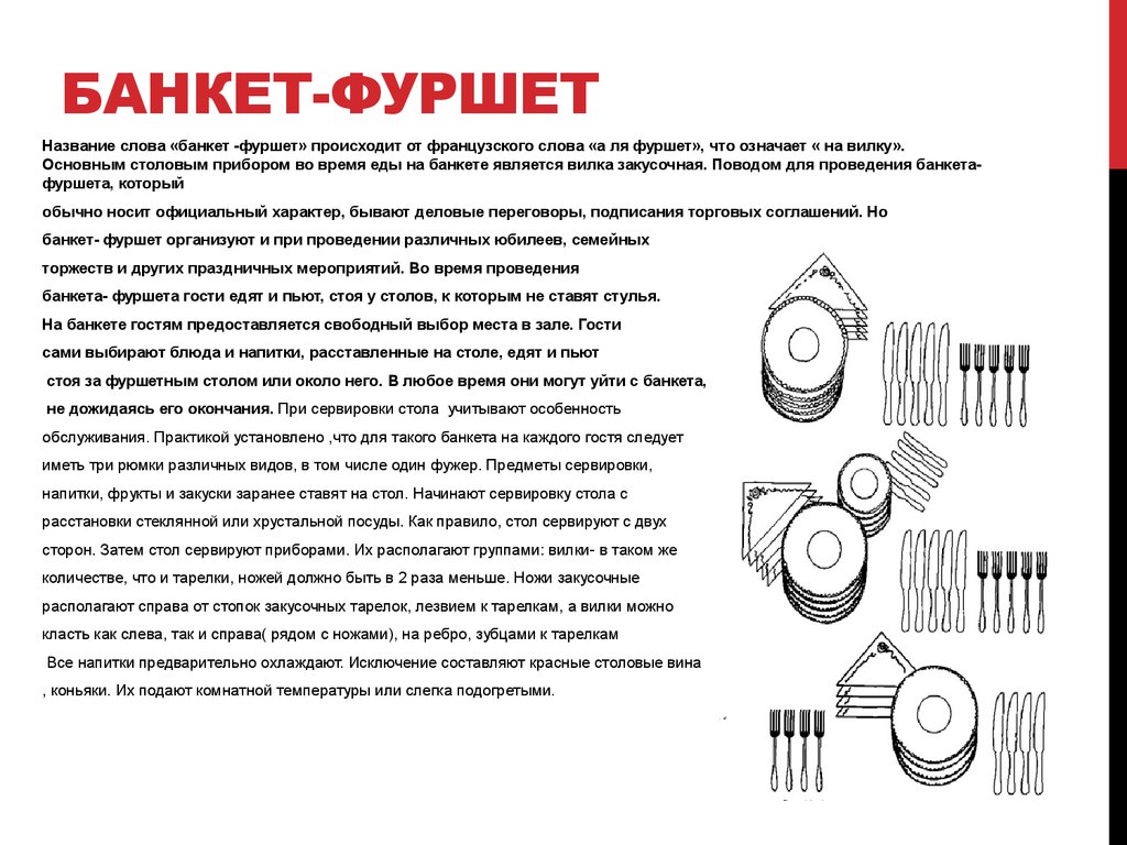 Сервировка фуршетного стола схема