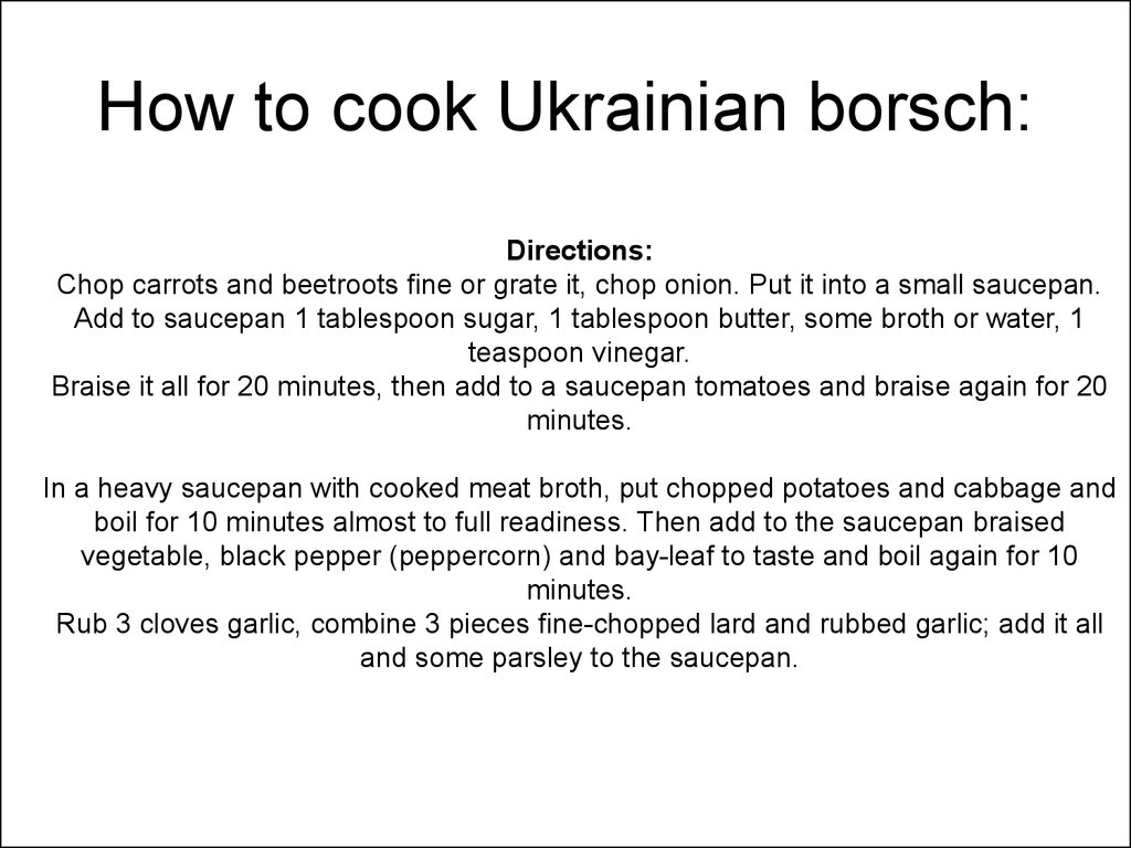 How to cook Ukrainian borsch: