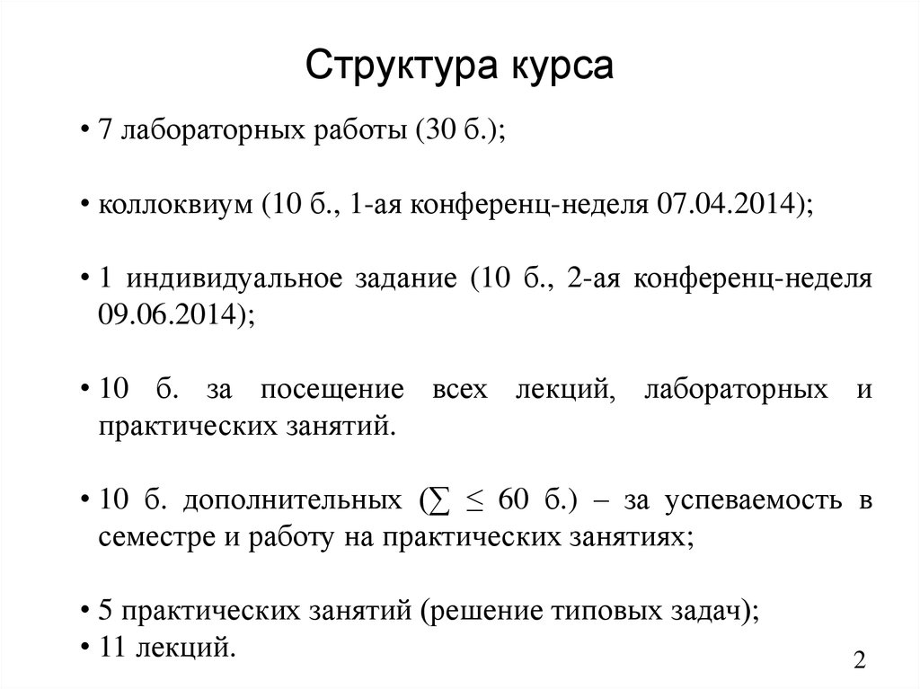 Структура курса