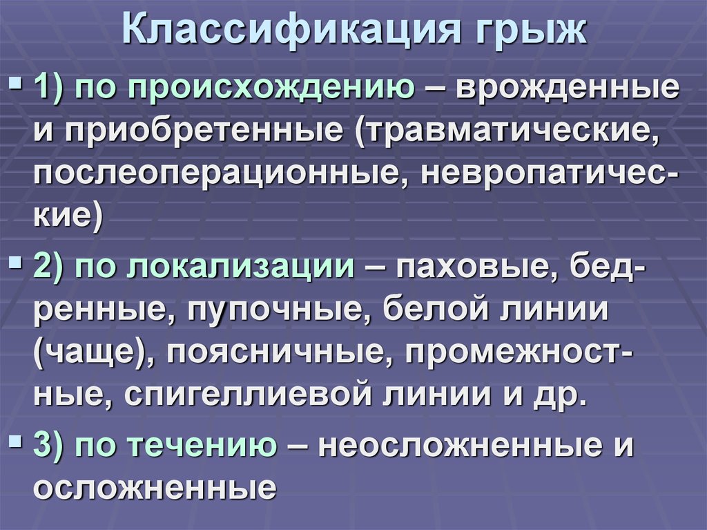 Классификация грыж