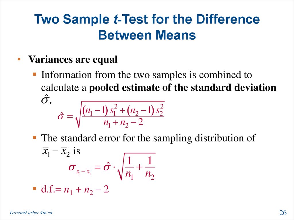 Hypothesis Testing with Two Samples - online presentation