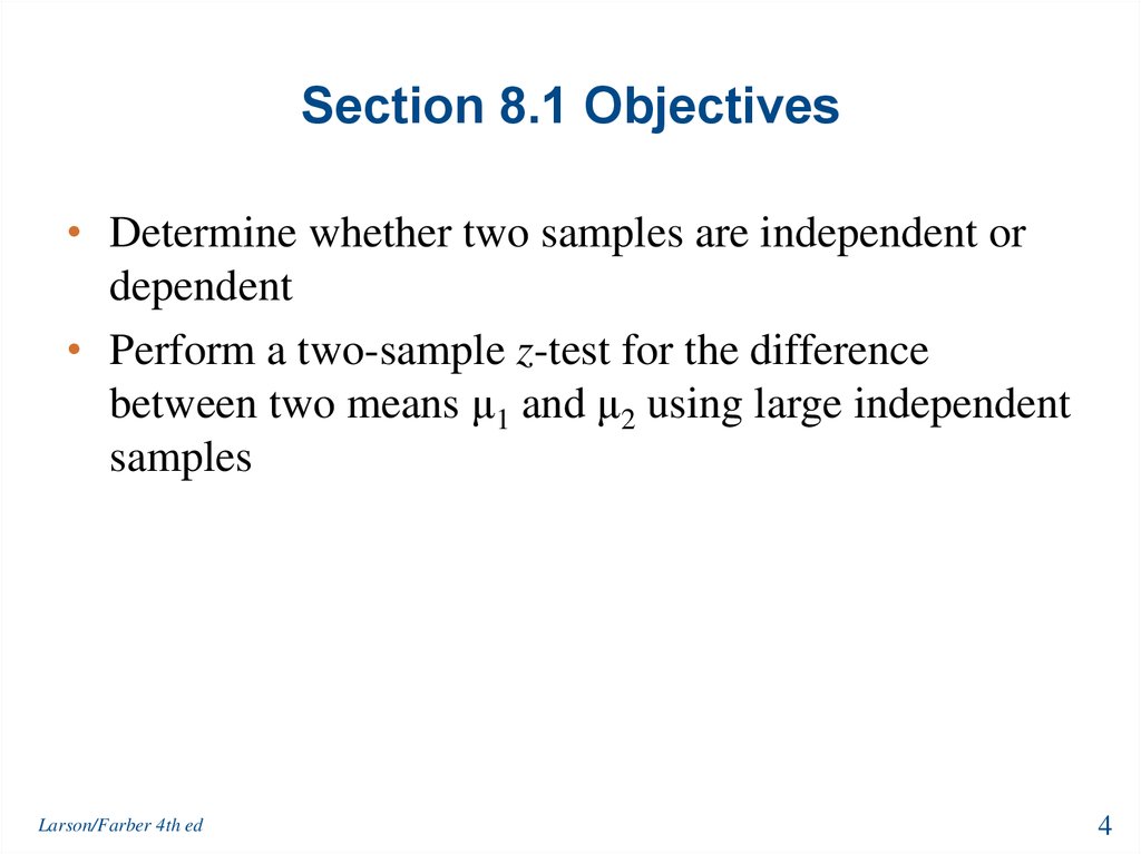Section 8.1 Objectives